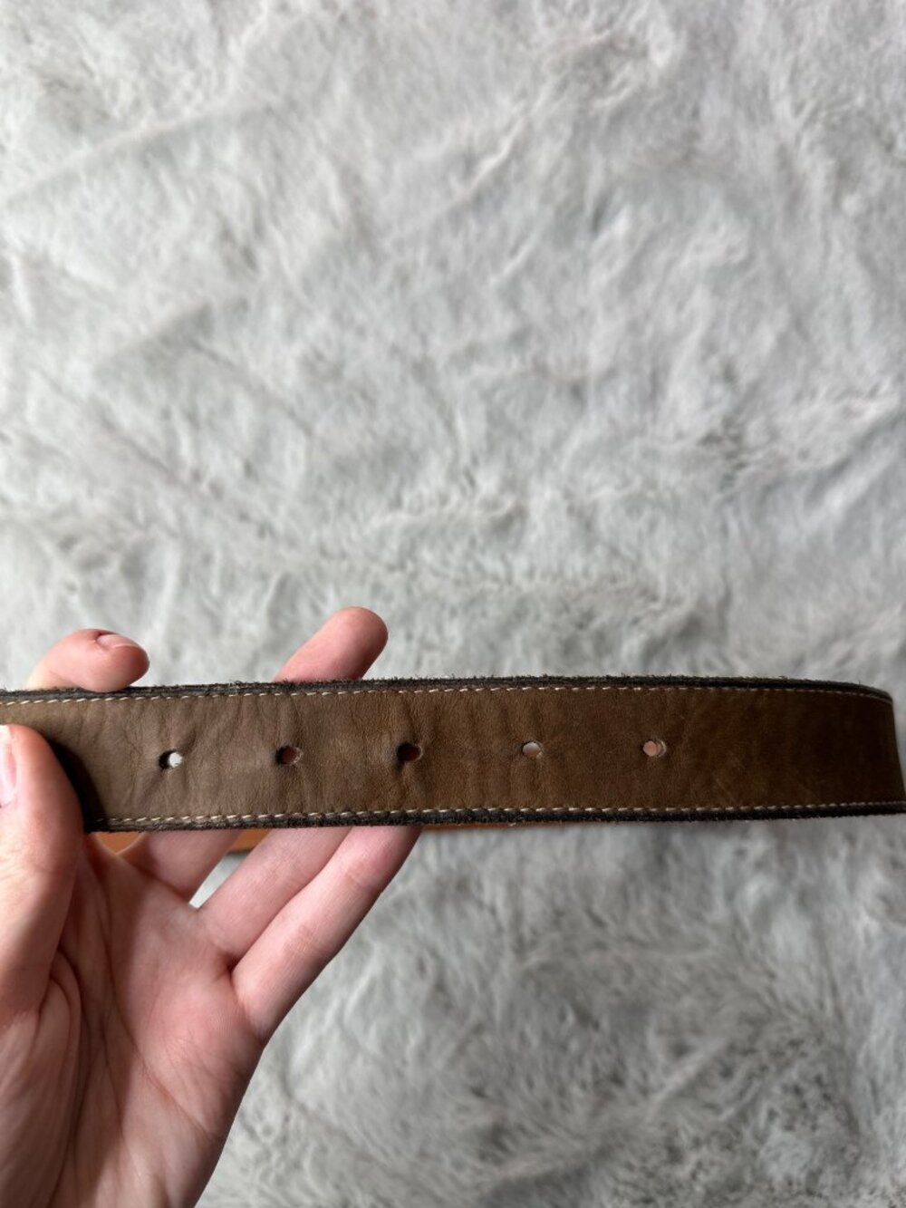 Vtg Gap Leather Belt Mens 32 Patch Sections Suede 70s Vibe Retro Boho - Picture 8 of 12